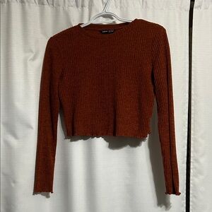 SHEIN Rust Ribbed Crop Top